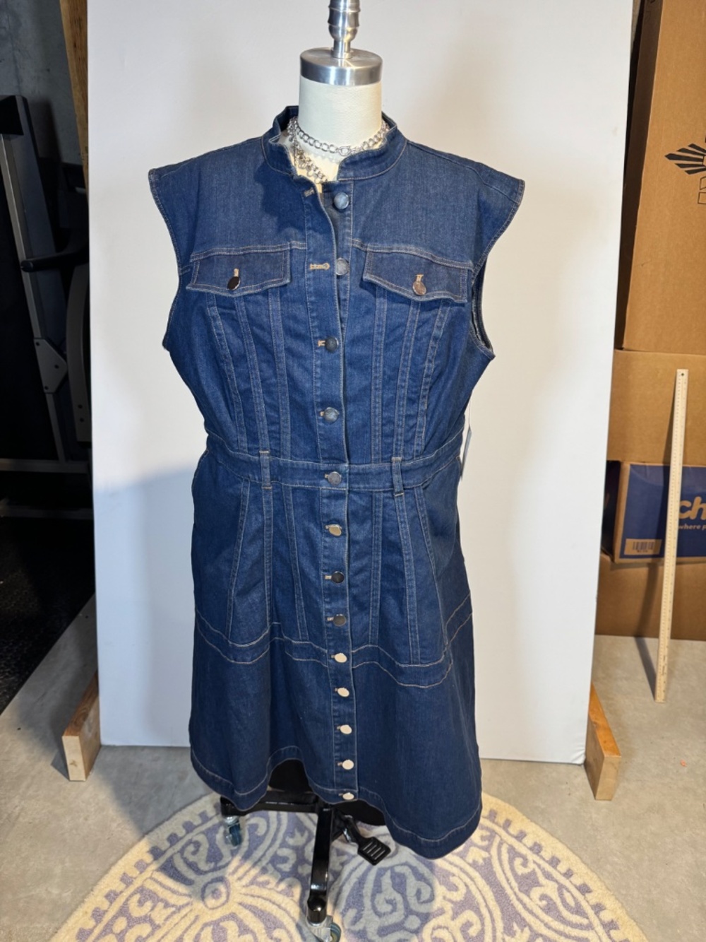 NWT Eloquii Sleeveless Denim Dress, Women's Plus Size 18 - Picture 6 of 11